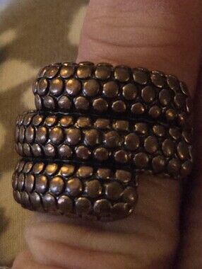 Textured Triple-Band Statement Ring in Antique Copper Tone